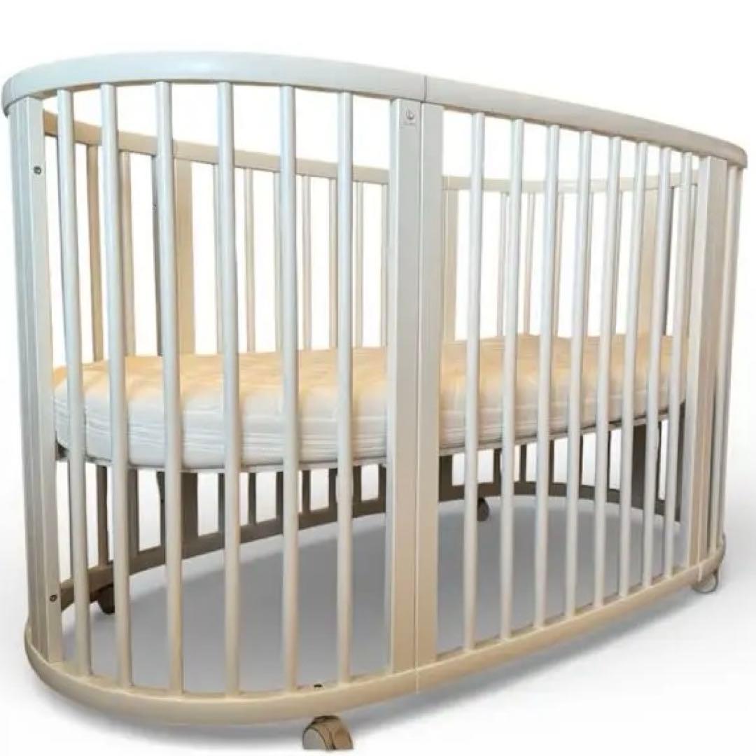 【美品】2023購入・STOKKE スリーピーベビーベッド セットホワイト