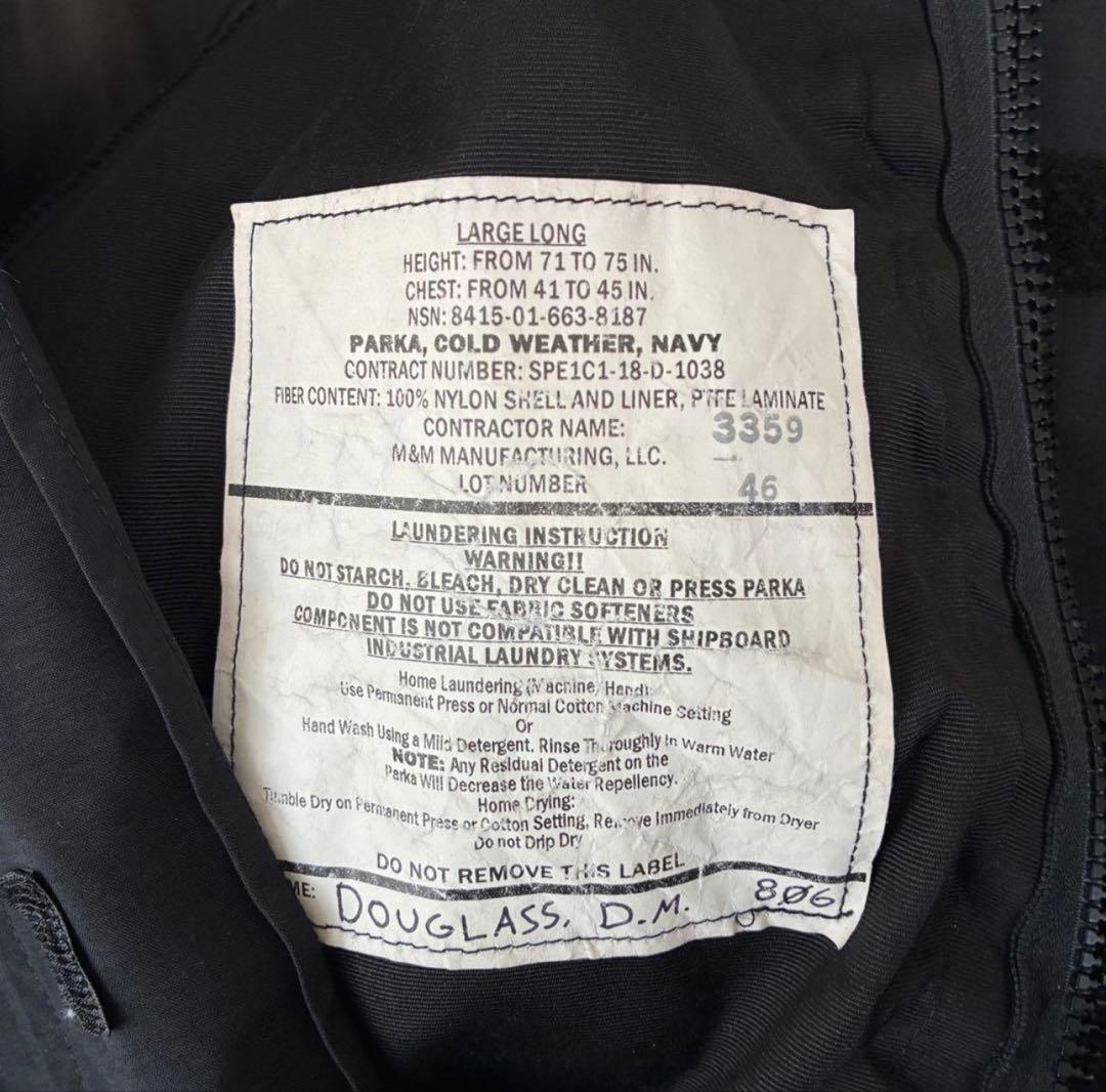 2018年製 US NAVY GORE-TEX ゴアテックスパーカー ブラック