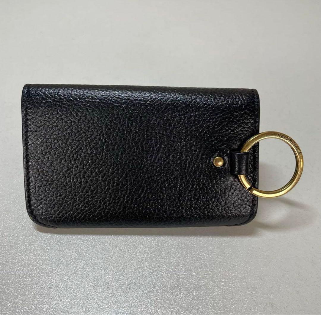 バレンシアガ　ロゴプリント レザーキーケース ブラック