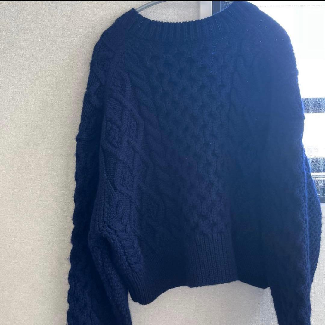 MADISONBLUE マディソンブルー　ケーブル編みカーディガン　ネイビー