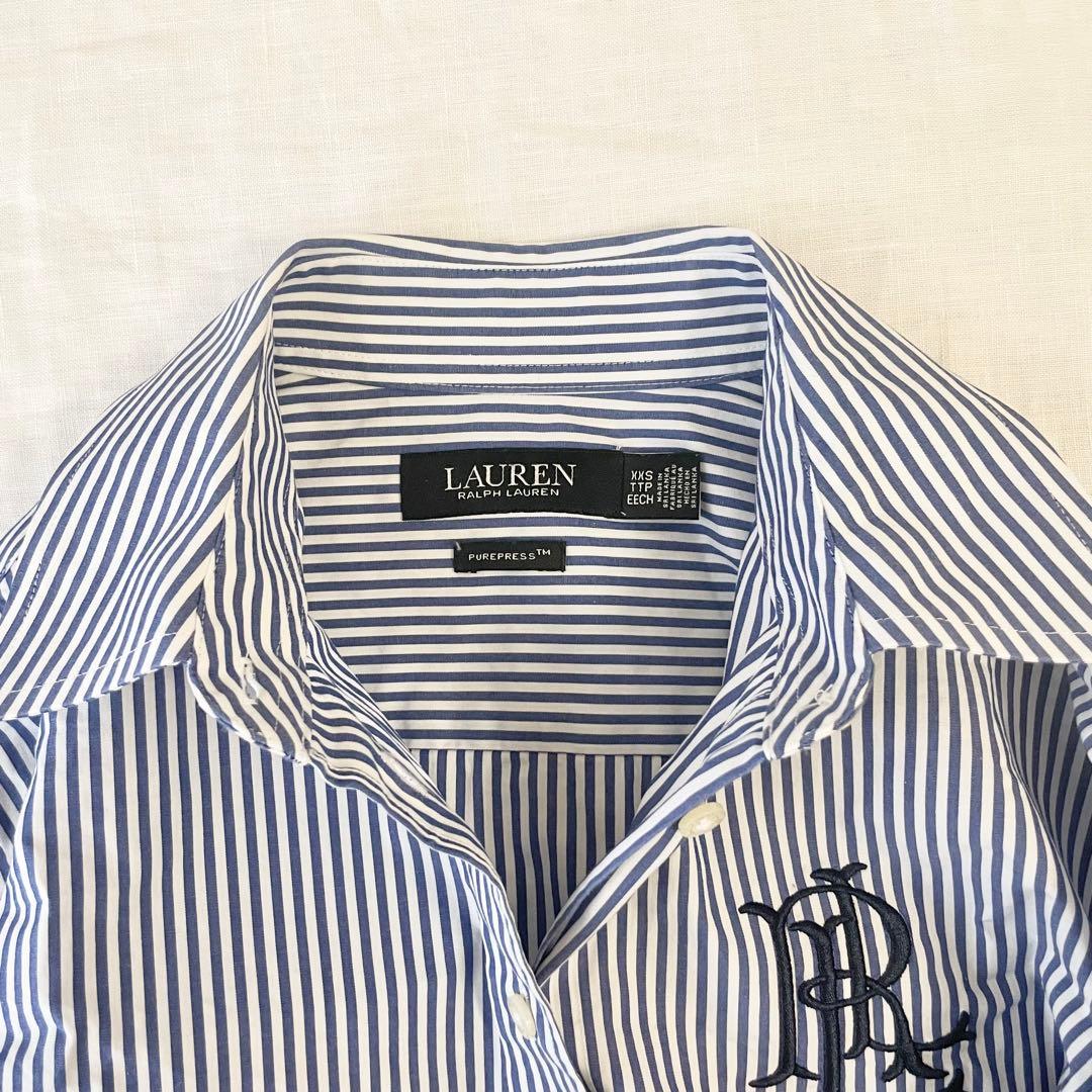 【未使用級】ローレンラルフローレン　ストライプ　シャツ　刺繍　XXS
