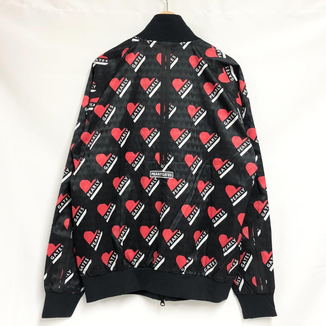 ○★新品未使用　PEARLY GATES　ハートロゴ柄　ジャケット　2　ブラック