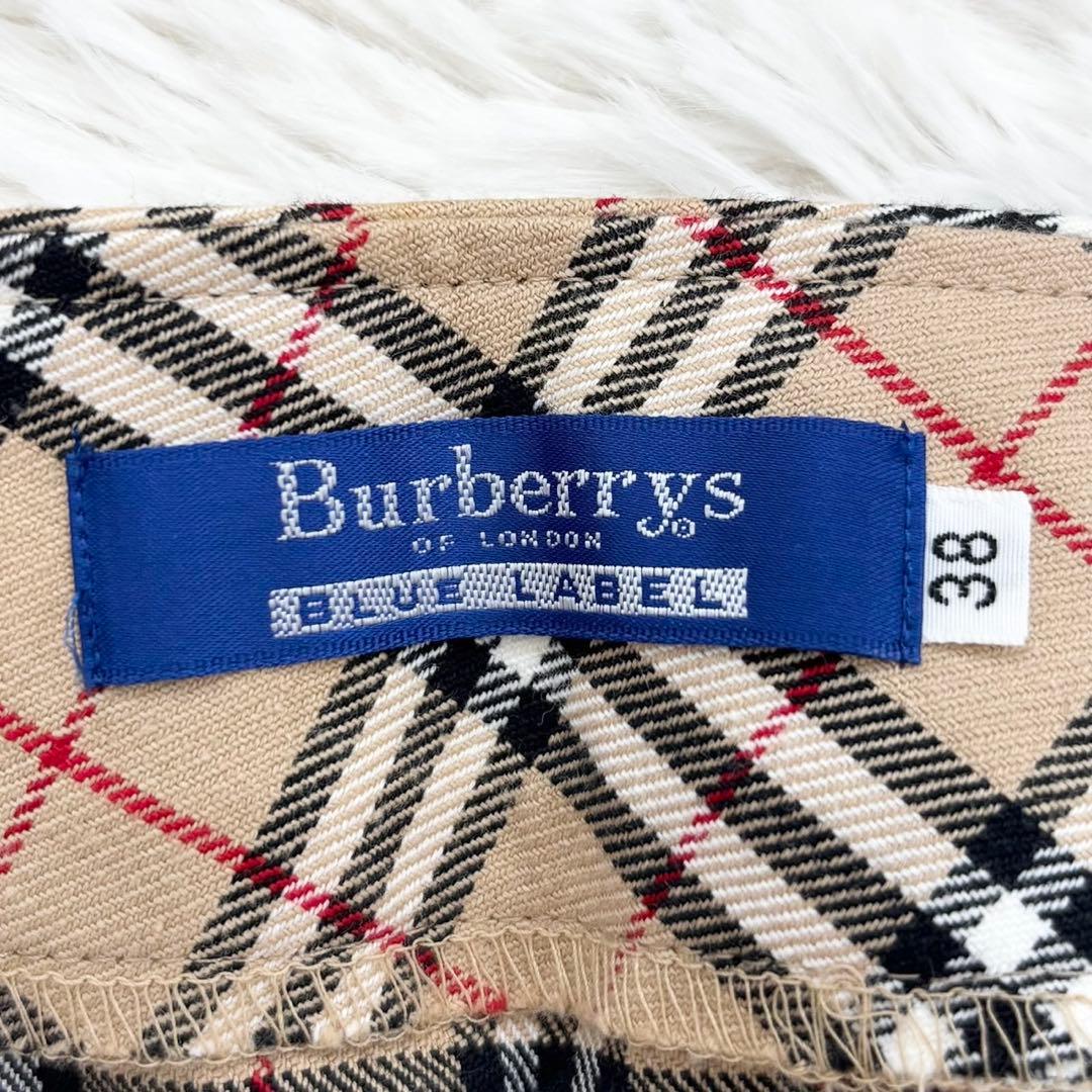バーバリー ブルーレーベル ノバチェック ウール ミニ スカート タイト 38
