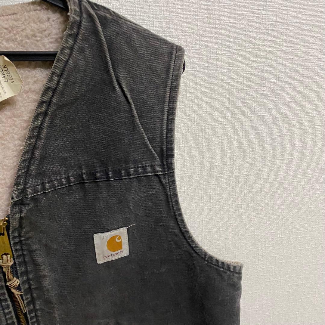 USA製 Ｌサイズ　スミクロ　フェードブラック　ダックベスト　裏ボア　カーハート