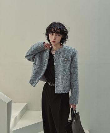 ジャケット・アウター 2plan Joy button mohair crop jacket
