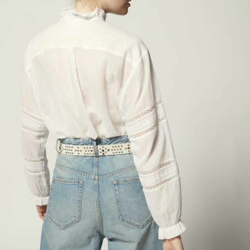 ISABEL MARANT ÉTOILE ピンタック フリル レース ブラウス