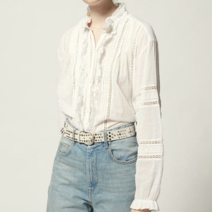 ISABEL MARANT ÉTOILE ピンタック フリル レース ブラウス