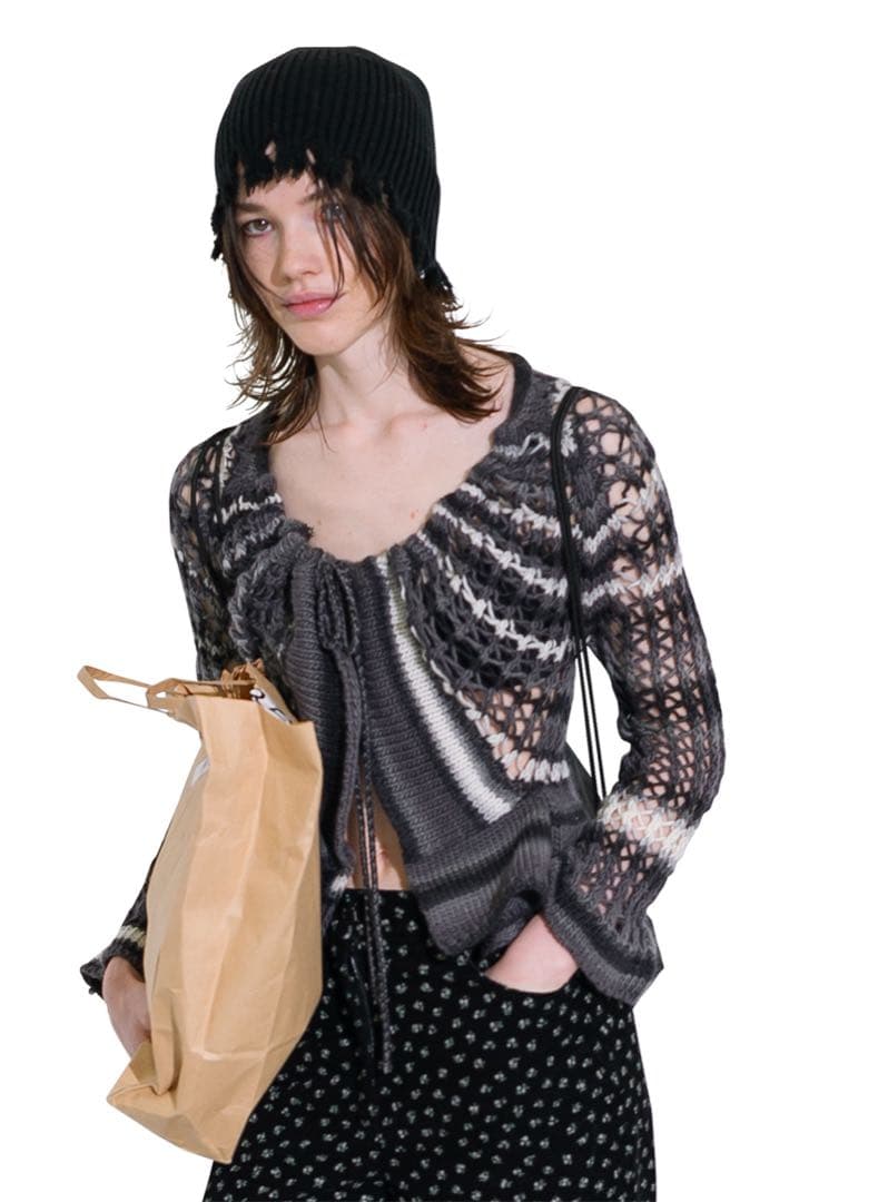 【めぐ】PERVERZE Face Hand Knit Cardigan