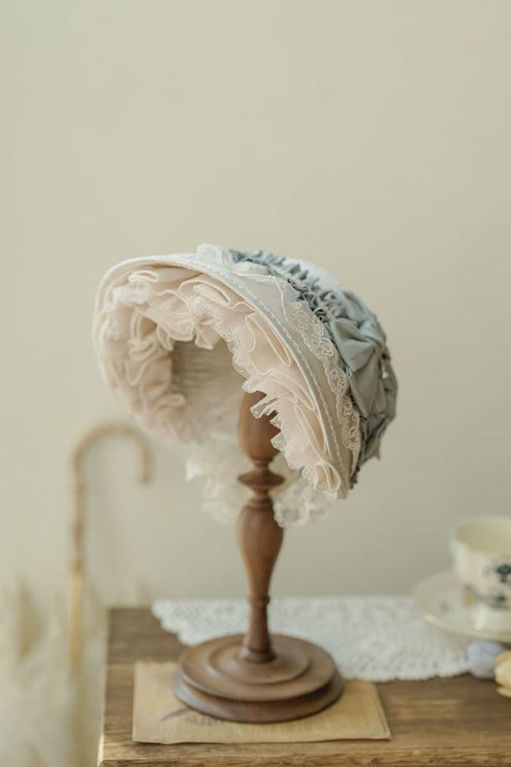 【公式完売品/星箱works】リボンタルト帽子型ボンネット サックス