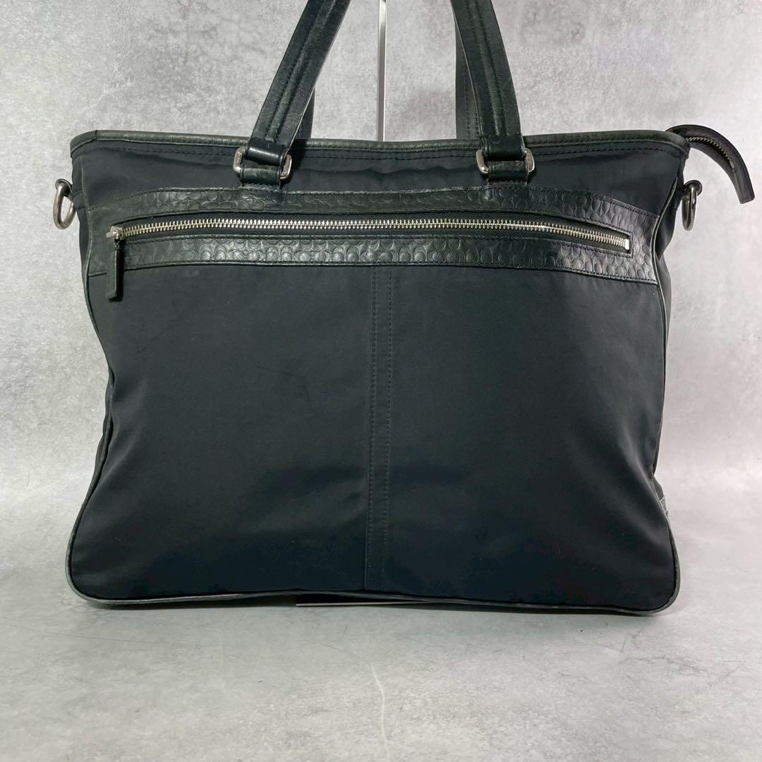 コーチ　2way ビジネスバッグ　ブリーフケース　ナイロン　レザー　ブラック