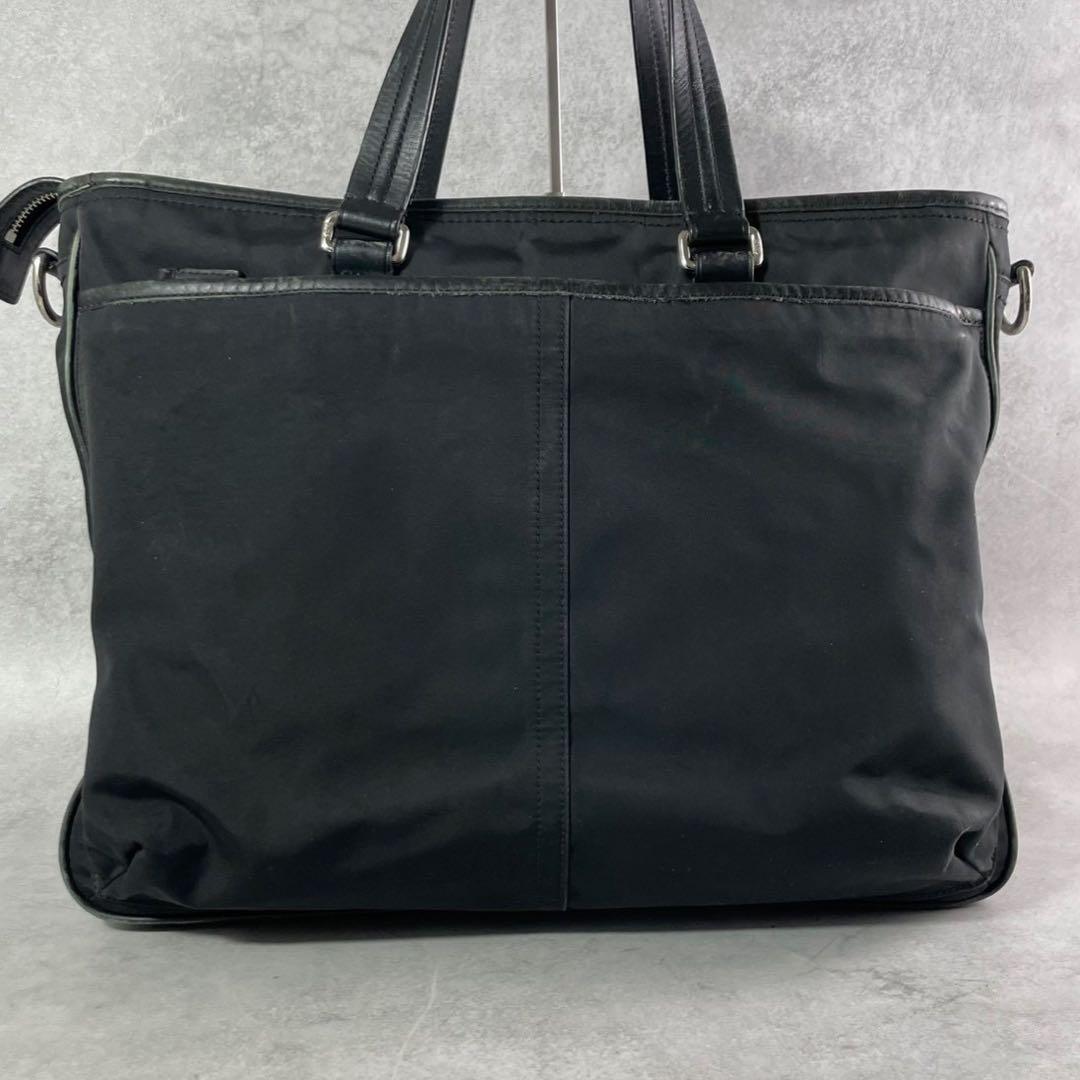 コーチ　2way ビジネスバッグ　ブリーフケース　ナイロン　レザー　ブラック