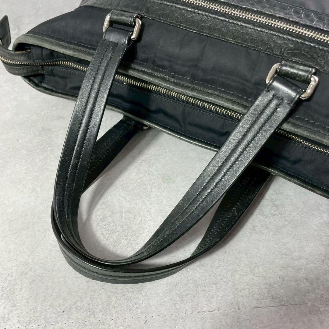 コーチ　2way ビジネスバッグ　ブリーフケース　ナイロン　レザー　ブラック