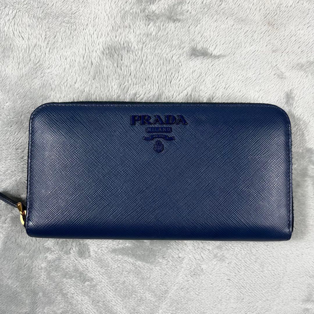 Prada プラダ 長財布 ラウンドファスナー ネイビー 1ML506