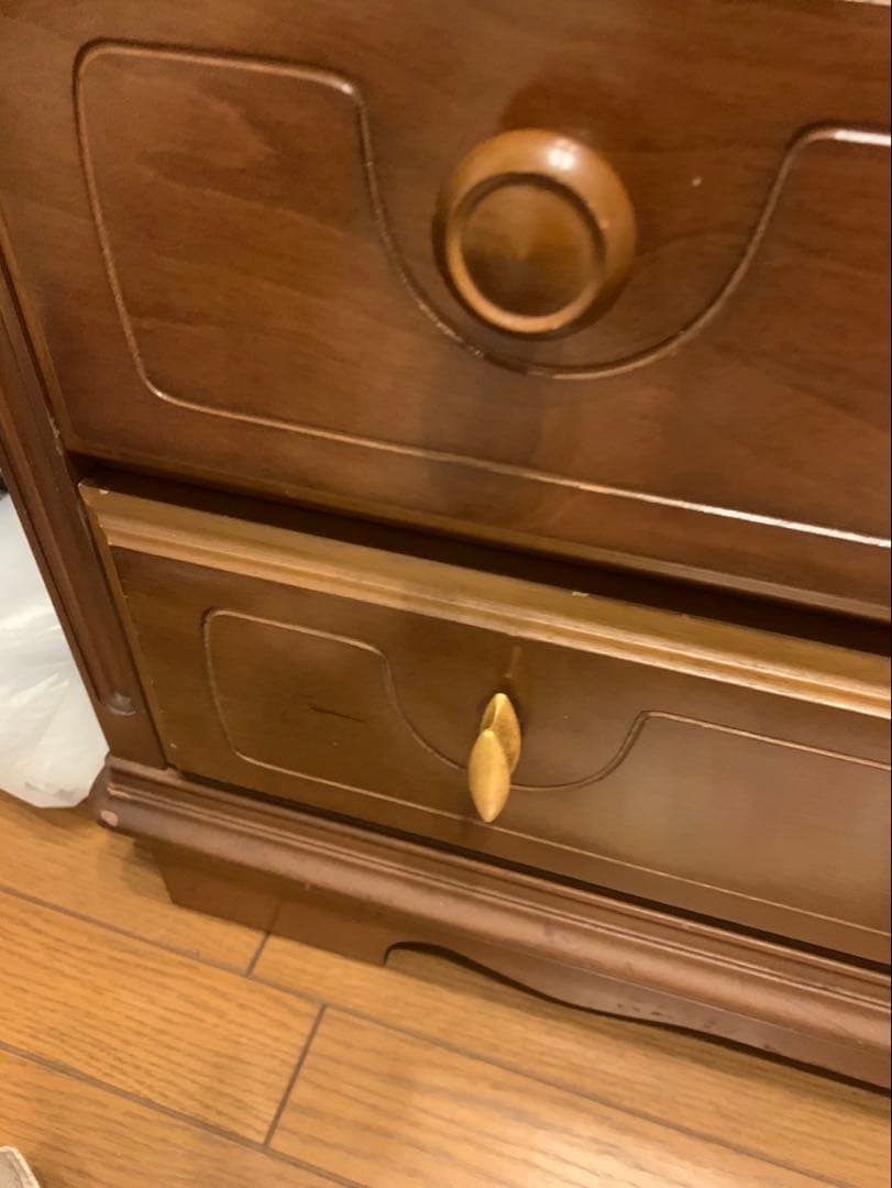 昭和レトロ トーカイ 東海家具 木製箪笥 ハイチェスト 5段　古道具 ビンテージ