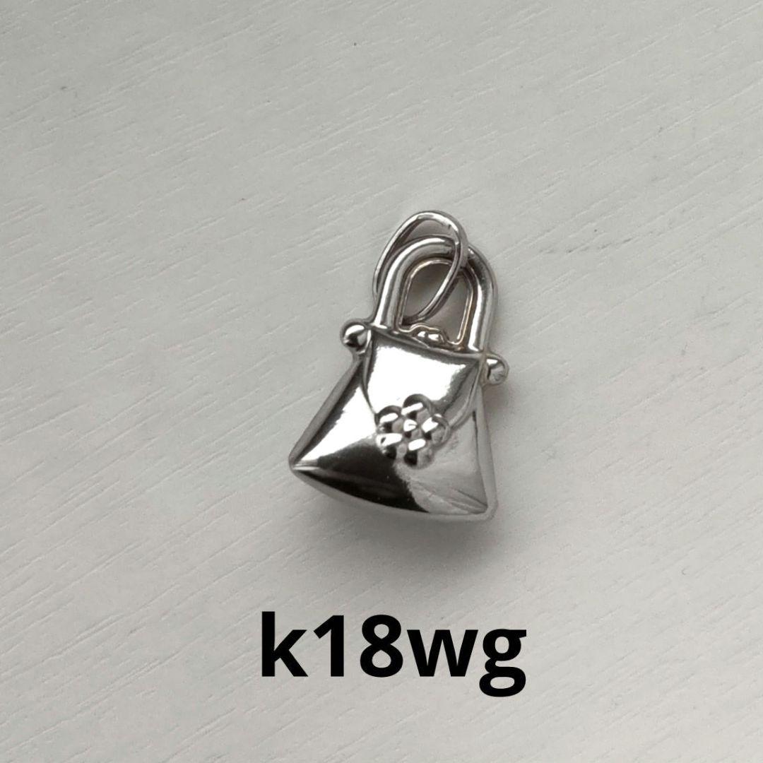 pearlpink　K18WG バッグ型ネックレスチャーム