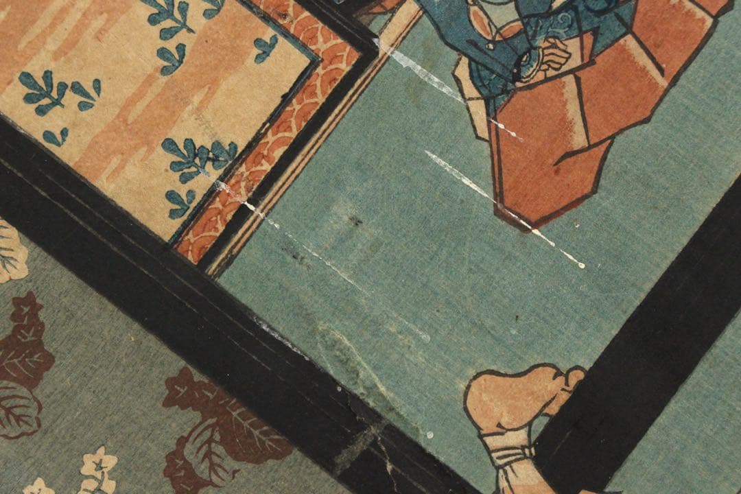 No5384 木版画　4点　「伊賀越道中双六」　「假名手本忠臣蔵 壹」〉送料無料