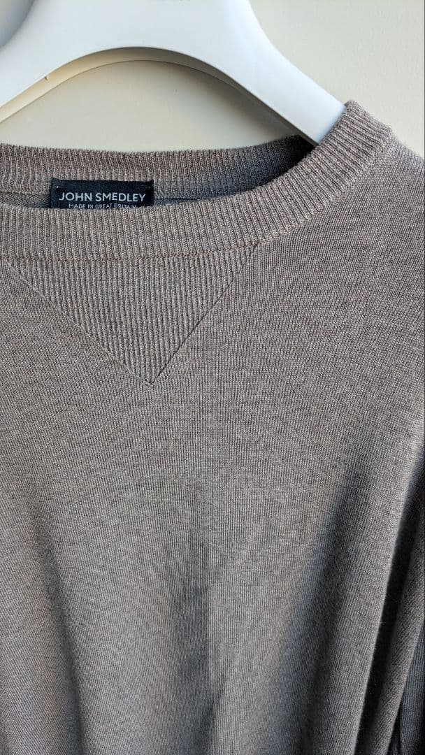 ジョンスメドレー　前V クルーネックニット メンズM ウール　24ゲージ