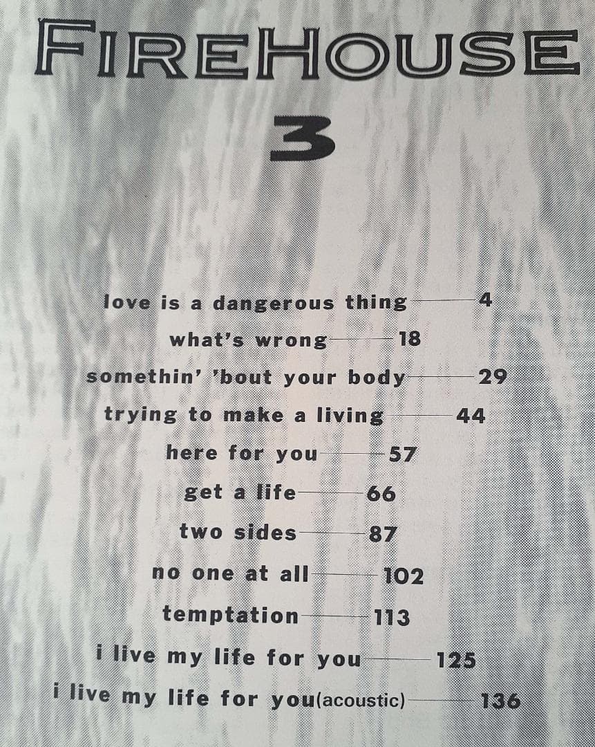 FIREHOUSE 3 バンドスコア ファイアーハウス 初版