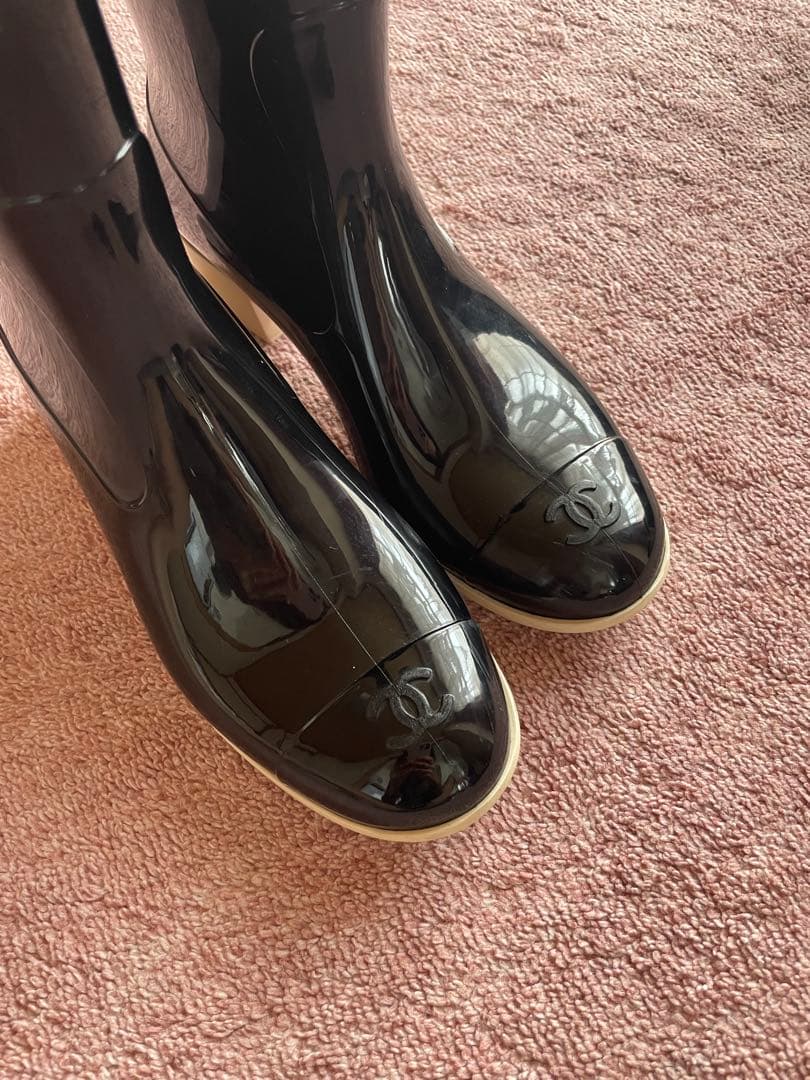 シャネル　CHANEL ブーツ　レインブーツ　40
