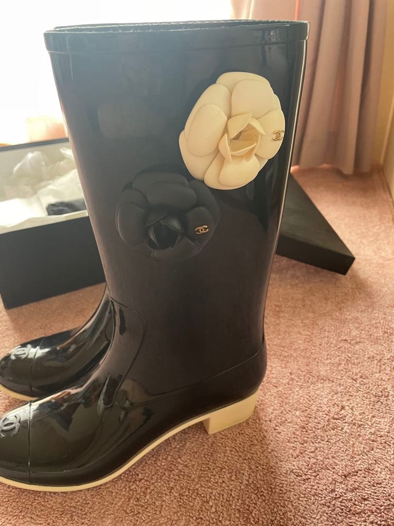 シャネル　CHANEL ブーツ　レインブーツ　40