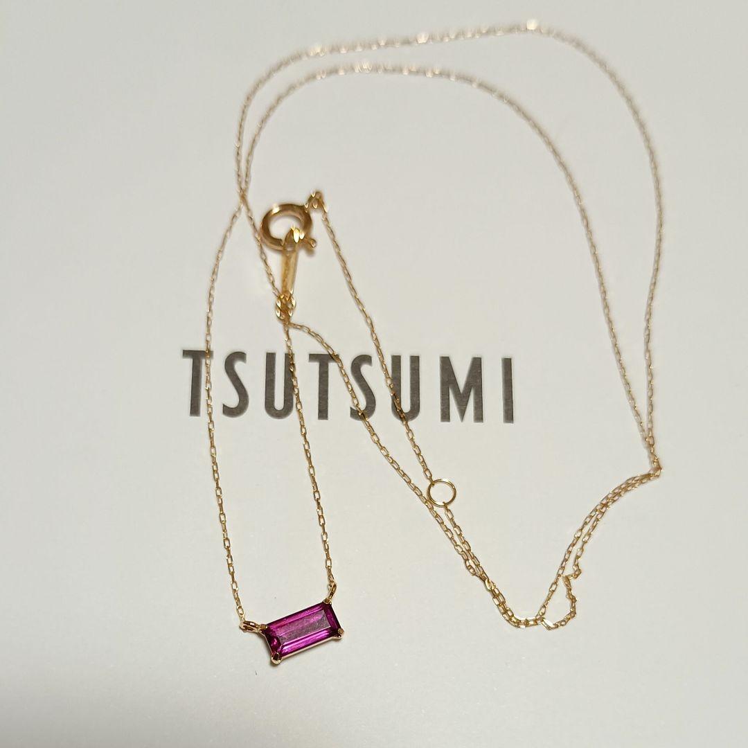 K10 YG スクエア　ローズライトガーネットネックレス
