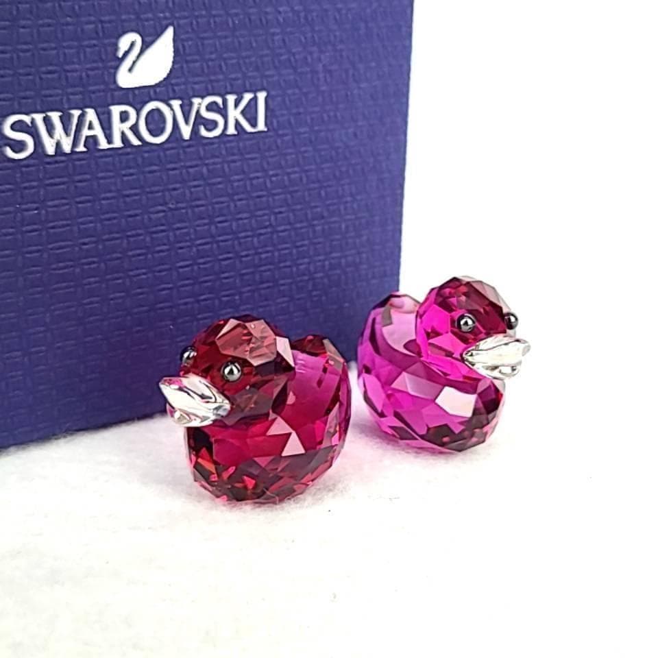 ●良品◇スワロフスキー　SWAROVSKI　ハッピーダック　ピンク　2個　箱 7