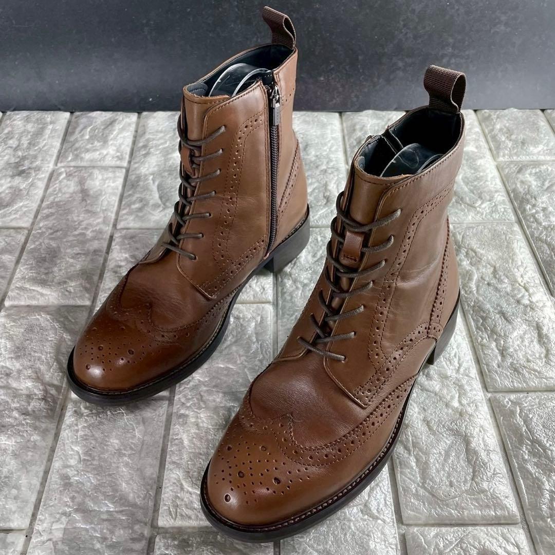 未使用級 23.5 リーガル ショートブーツ レースアップブーツ ゴアテックス