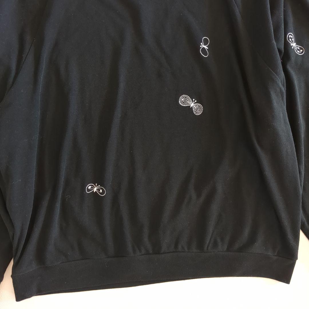 ミナペルホネン choucho 長袖カットソー 刺繡 ボリュームスリーブ 黒 M