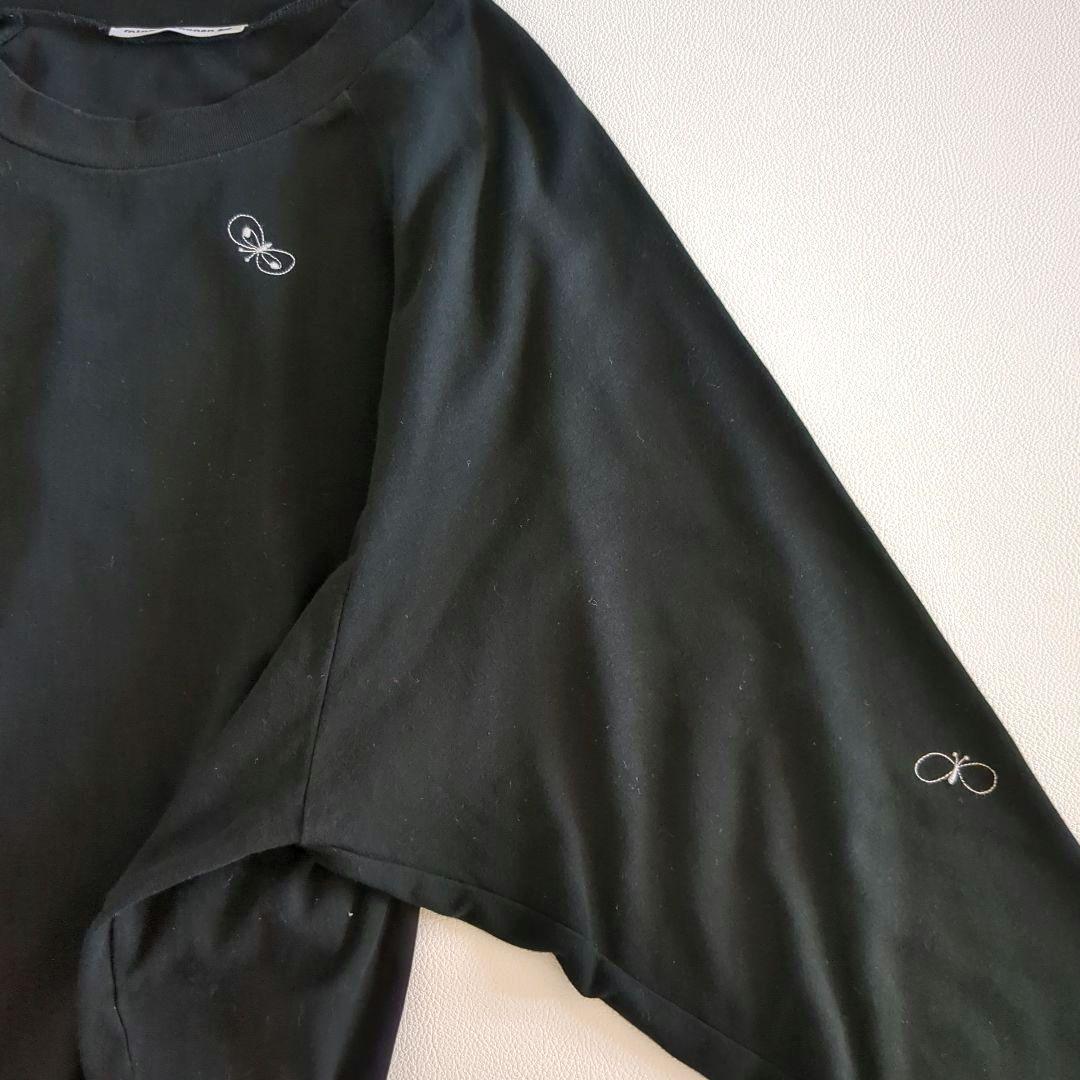 ミナペルホネン choucho 長袖カットソー 刺繡 ボリュームスリーブ 黒 M