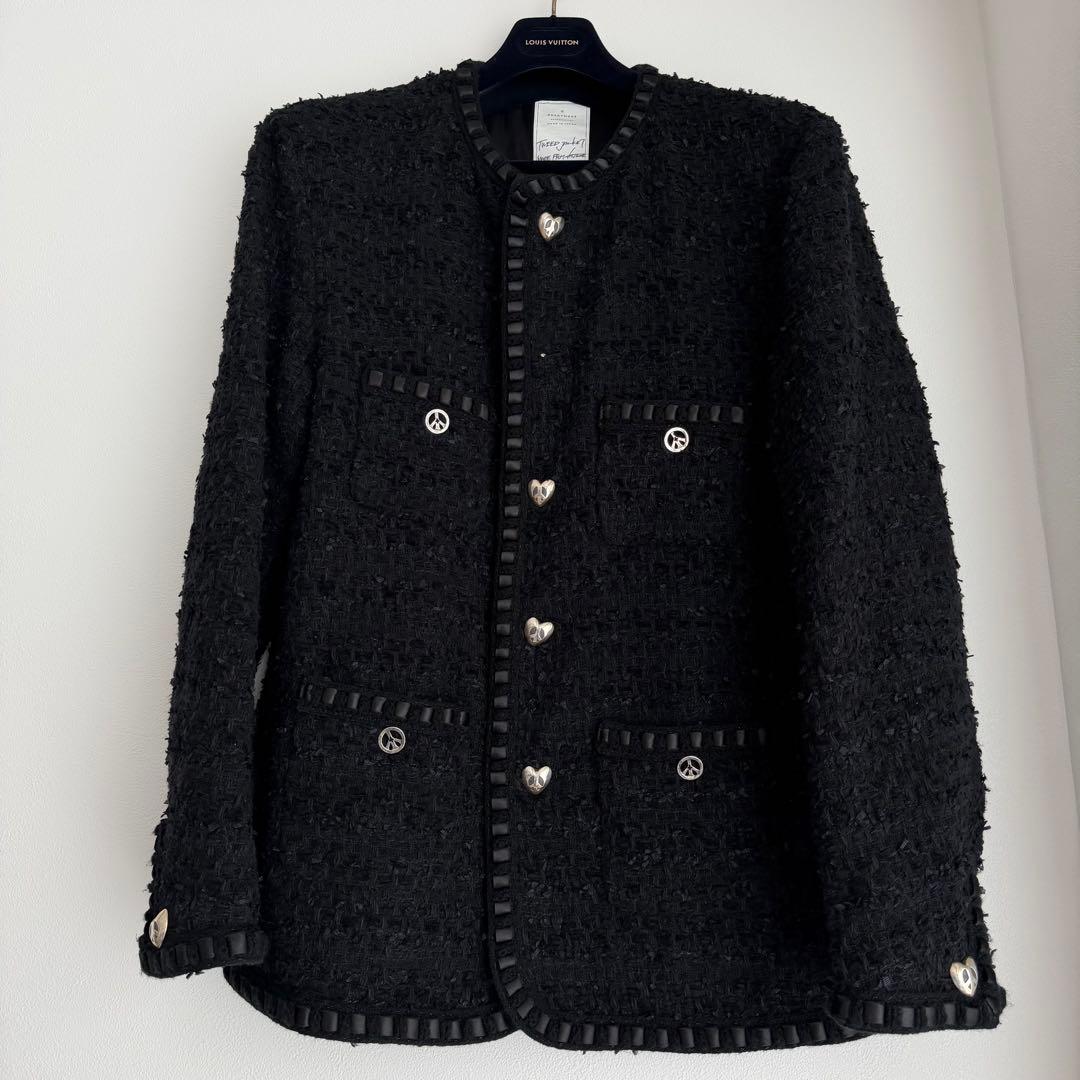 READY MADE ツイードジャケット ハートボタン 黒