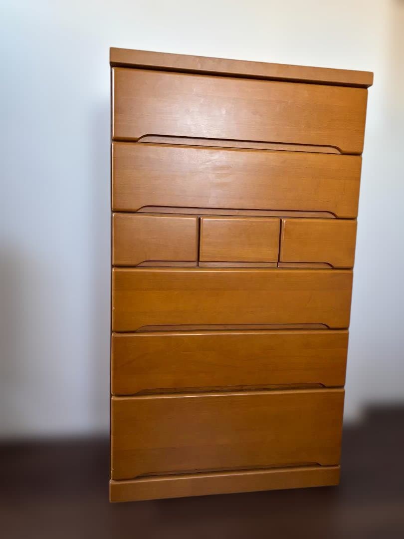 【送料込み】ニトリ　天然木　ハイチェスト フジ　6段チェスト タンス