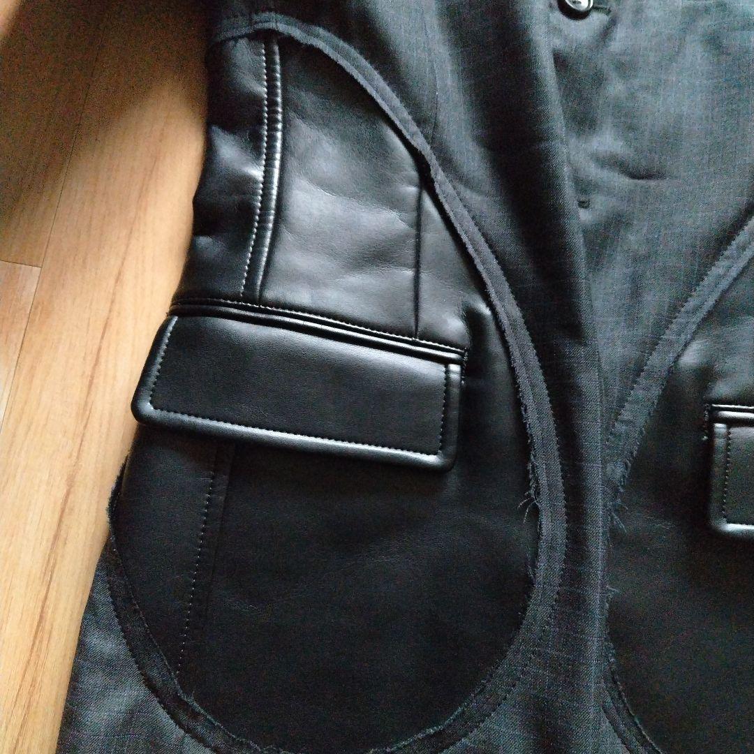 19ss ギャルソンオムプリュス フェイクレザーポケット テーラードジャケット