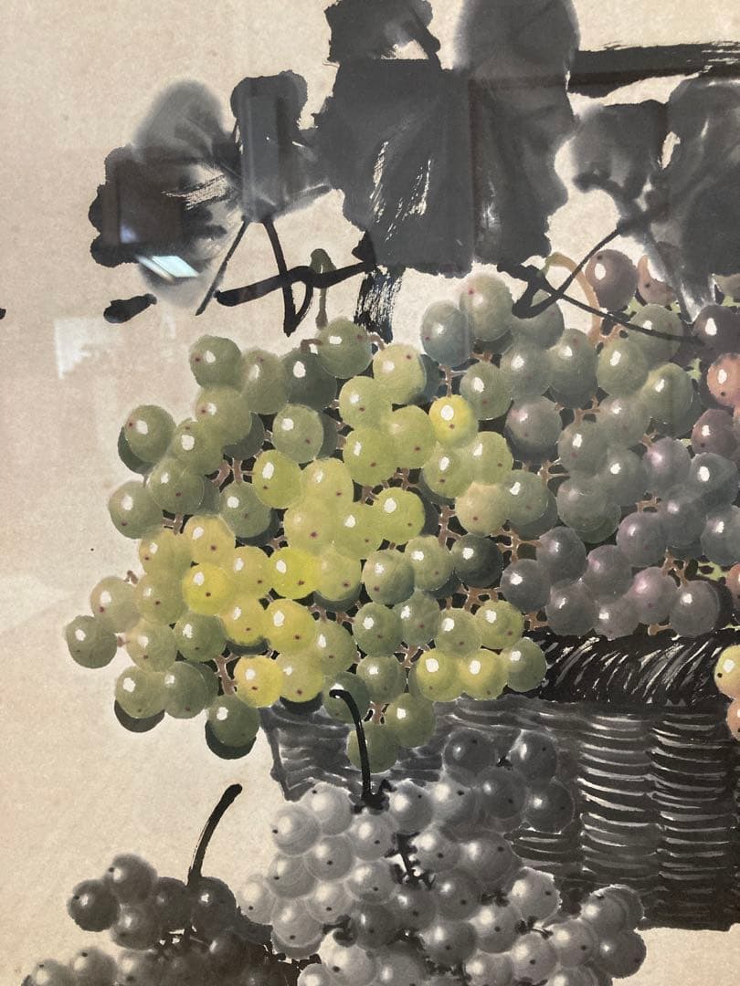 絵画 蘇葆楨 墨葡萄 水墨画 額装 中国美術 骨董品 美術品