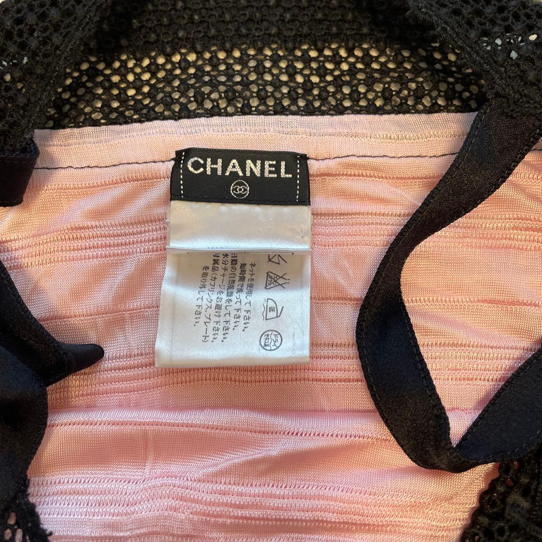 CHANEL ピンク黒 キャミソール 36