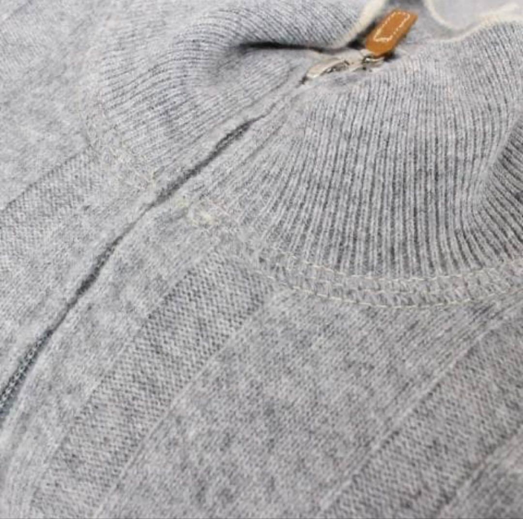 ◇BRUNELLO CUCINELLI グレー 薄手ハーフジップニット カシミヤ