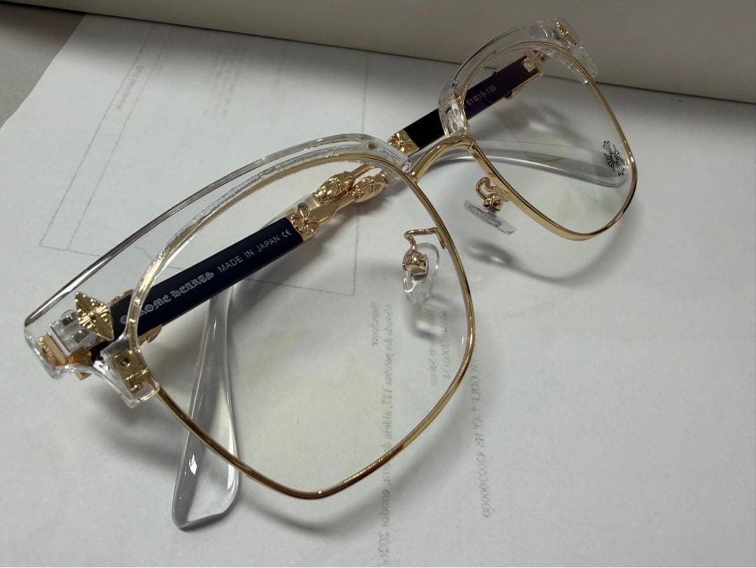 装飾クリアゴールド伊達メガネ 「クロムハーツ好き必見‼︎」メガネ サングラス