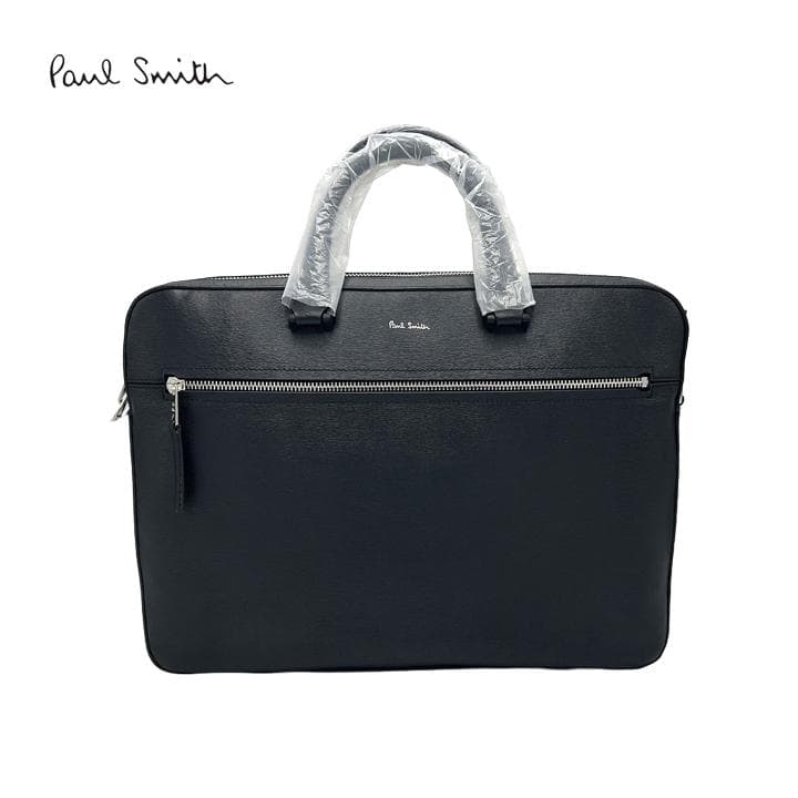★新品 ポールスミス ビジネスバッグ 黒 ブラック ストローグレインレザー145
