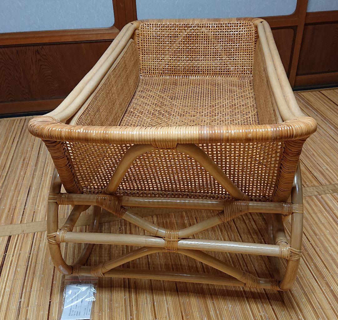 未使用　ラタン製 ベビーベッド　 ゆりかご＆ベッド