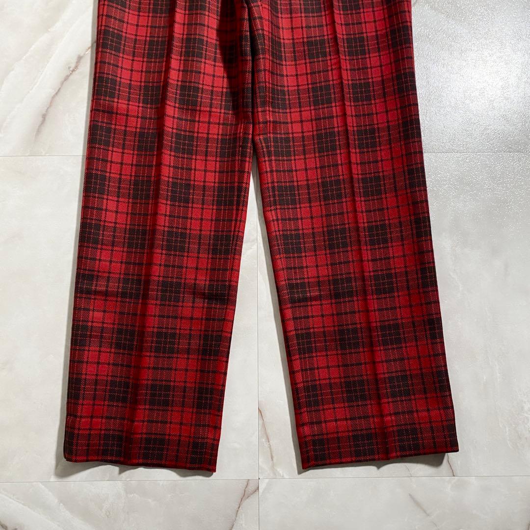 A17599 未使用 メゾンキツネ タータンチェックスラックスパンツ 赤 40