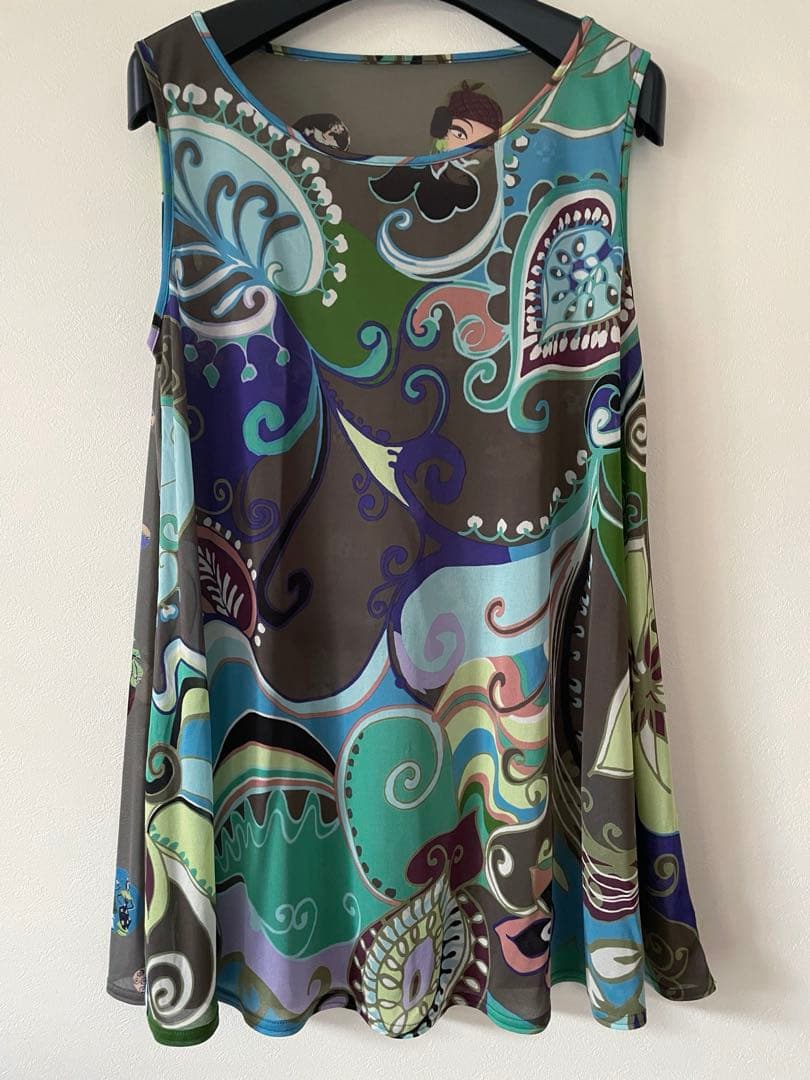 トクコプルミエブォルノースリーブ チュニック マルチカラーカーキ系(訳あり)