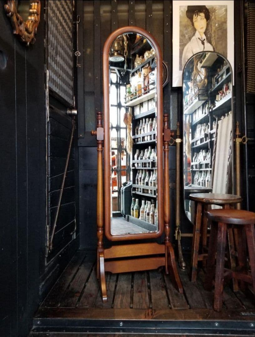 miki　様売約済　カリモク　ラウンド　スタンド　ミラー　姿見