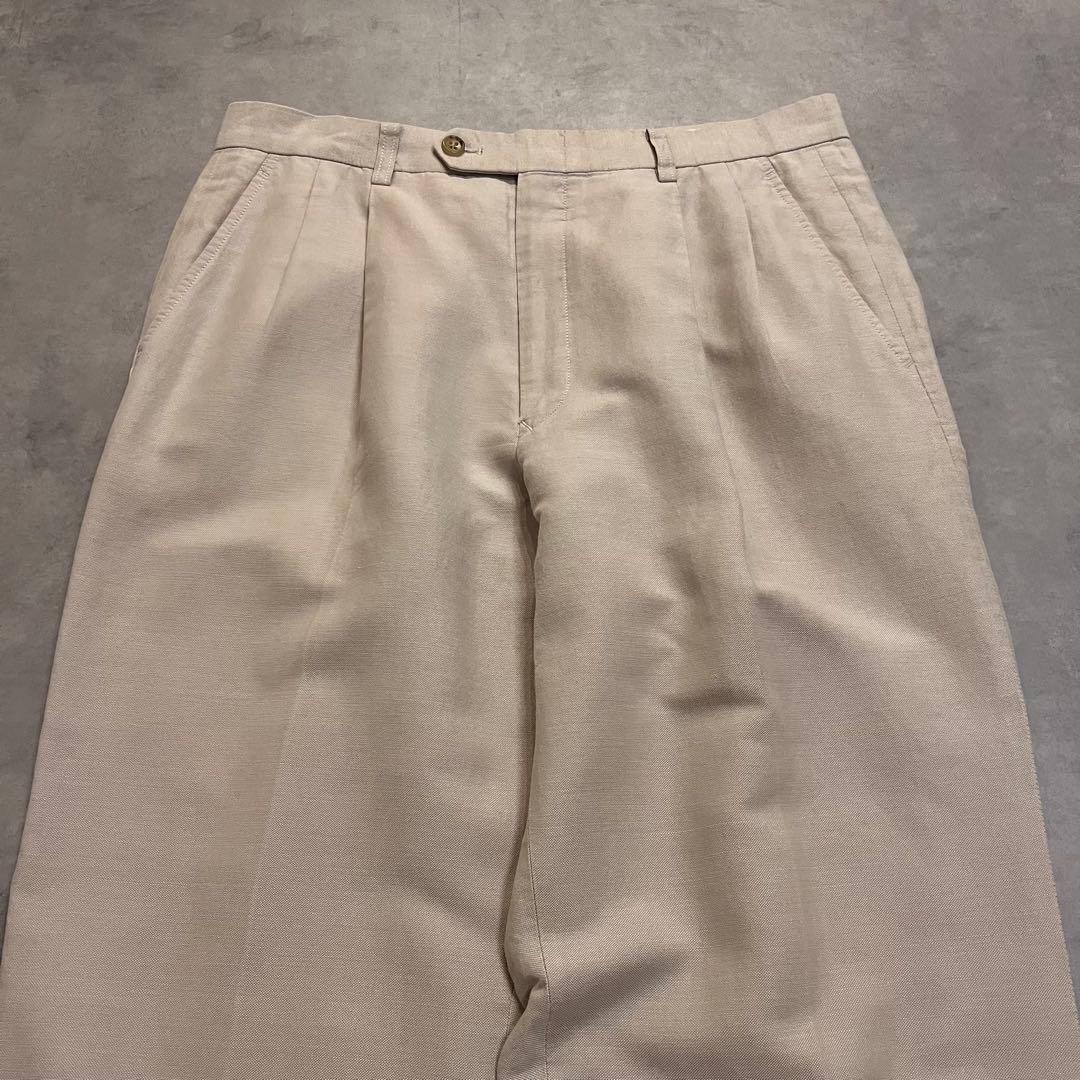 パンツ BURBERRY linen two tuck slacks