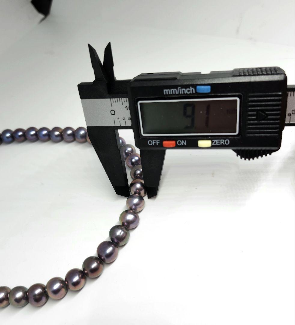 本真珠 パール ネックレス シルバー 刻印 ブラック玉虫 大粒 高級 入学 卒業