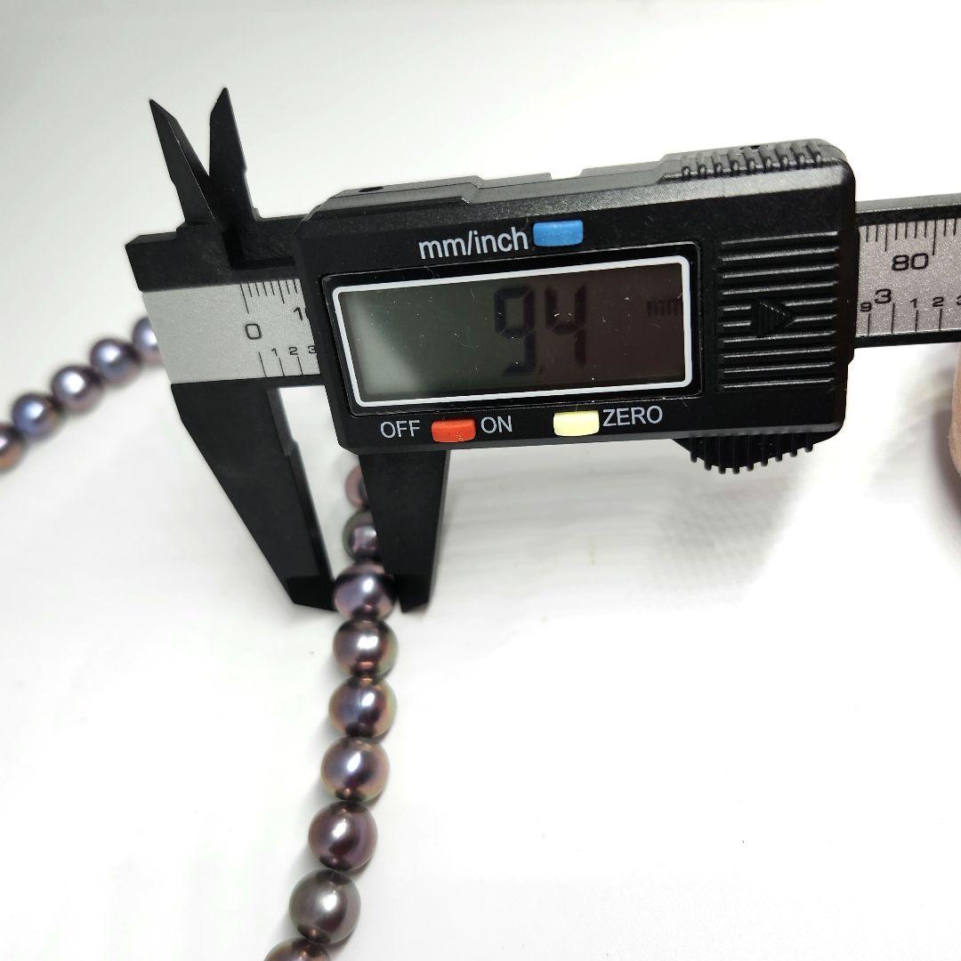 本真珠 パール ネックレス シルバー 刻印 ブラック玉虫 大粒 高級 入学 卒業