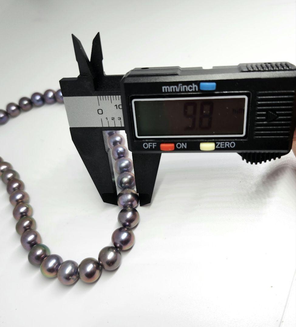 本真珠 パール ネックレス シルバー 刻印 ブラック玉虫 大粒 高級 入学 卒業