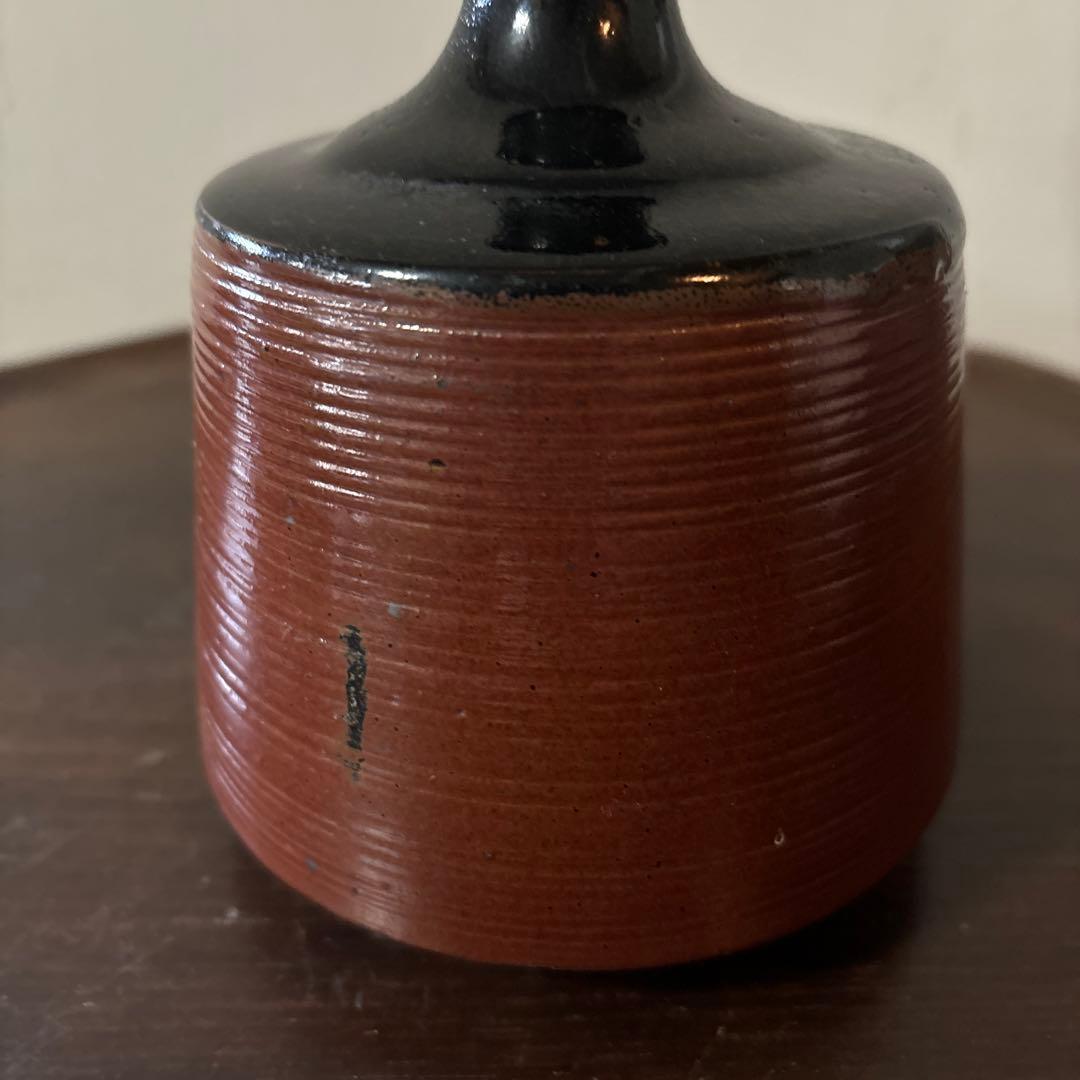 大堀相馬鉄釉徳利花入　古丹波天目釉　酒器　花器　骨董　アンティーク　茶道具　李朝