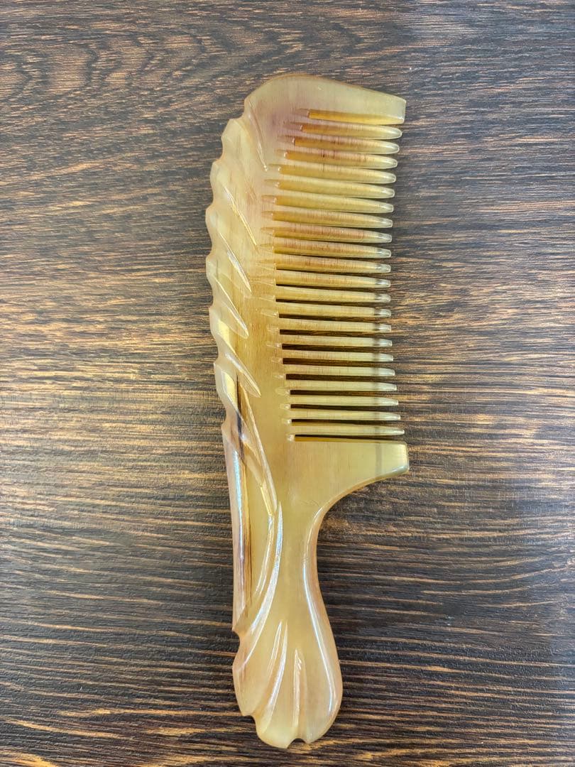 シープホーンコーム　ポケットタイプハンドル付き　ナチュラルホーンコーム　羊角