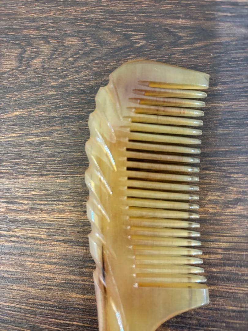 シープホーンコーム　ポケットタイプハンドル付き　ナチュラルホーンコーム　羊角