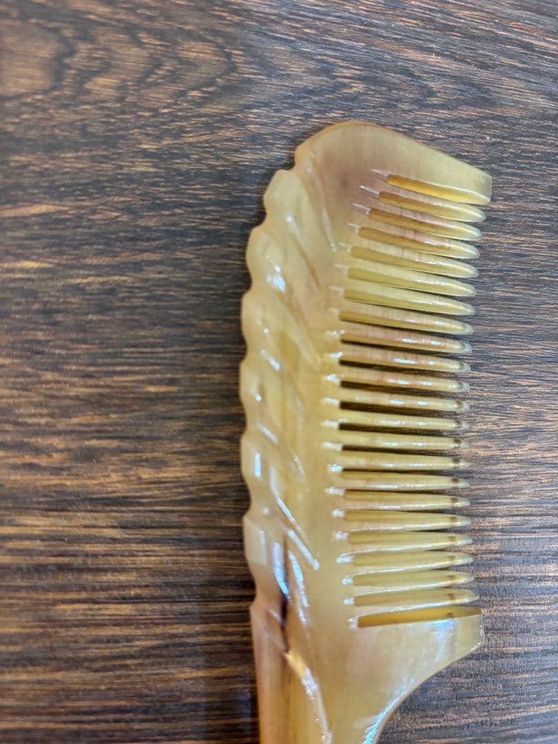 シープホーンコーム　ポケットタイプハンドル付き　ナチュラルホーンコーム　羊角