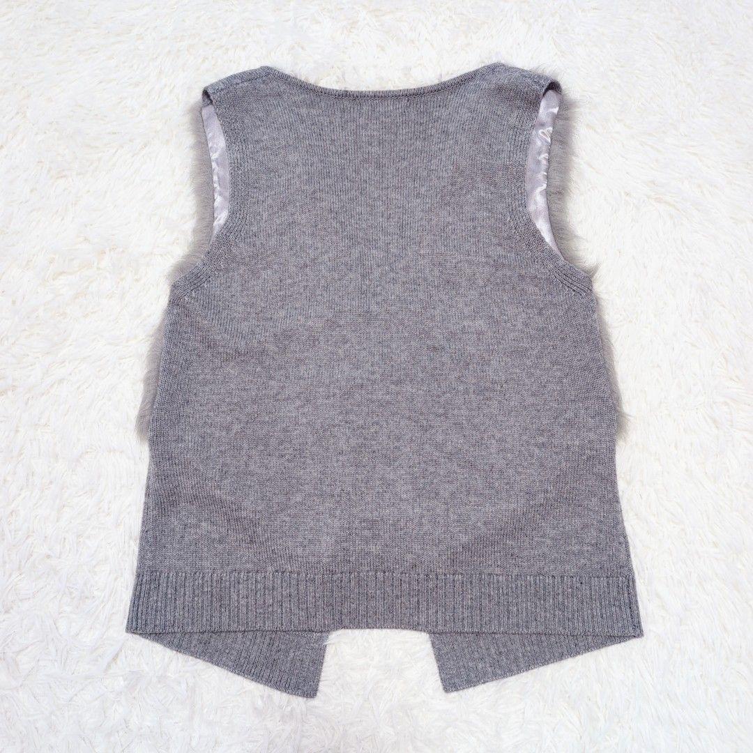【美品】アルアバイル フェイクファードッキングショートジレ グレー　ニットベスト